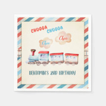 Chugga Choo Vintage Train Boy Red Blue Birday