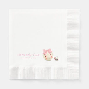 Servilleta De Papel Chupete con lazo rosa béisbol deportivo niña baby
