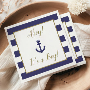 Servilleta De Papel Chupete de Ancla Náutico "¡Ahoy! ¡Es un Niño!" par