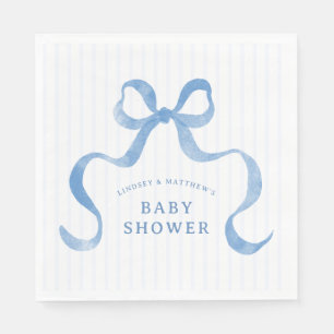 Servilleta De Papel Chupete de bebé con cinta ondulada azul