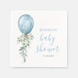 Servilleta De Papel Chupete de bebé de Bow Greenery globo azul acuarel