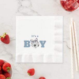 Servilleta De Papel Chupete de bebé de fútbol minimalista azul marino