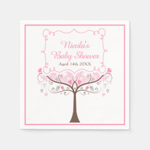 Servilleta De Papel Chupete de Bebé Pájaro Floral Rosa