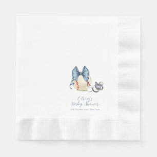 Servilleta De Papel Chupete de lazo azul béisbol deporte Baby Shower