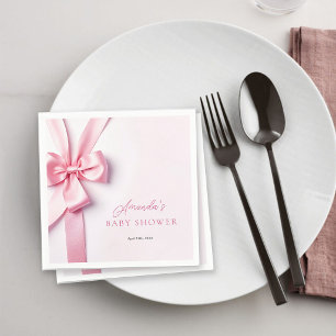 Servilleta De Papel Chupete de lazo de cinta rosa para baby shower