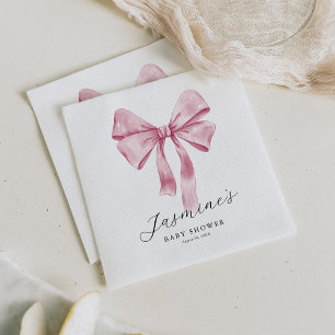 Servilleta De Papel Chupete de lazo rosa para baby shower