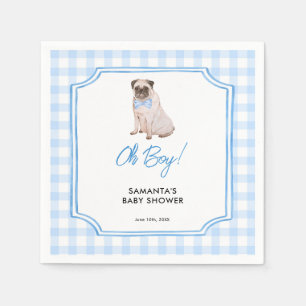 Servilleta De Papel Chupete de Niño Perro Gingham Azul