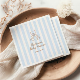 Servilleta De Papel Chupete de Oso Rayas Azules Baby Shower