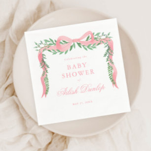 Servilleta De Papel Chupete Elegante Rosa con Ducha de Bebé Niña con V