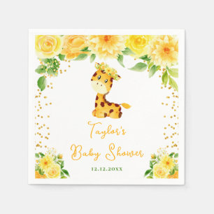 Servilleta De Papel Chupetón Amarillo Floral Baby Shower