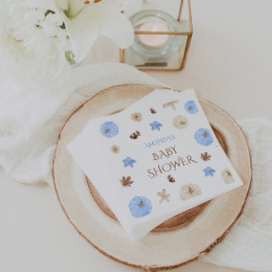 Servilleta De Papel Chupin Infantil Pastel Azul Calabaza Floral