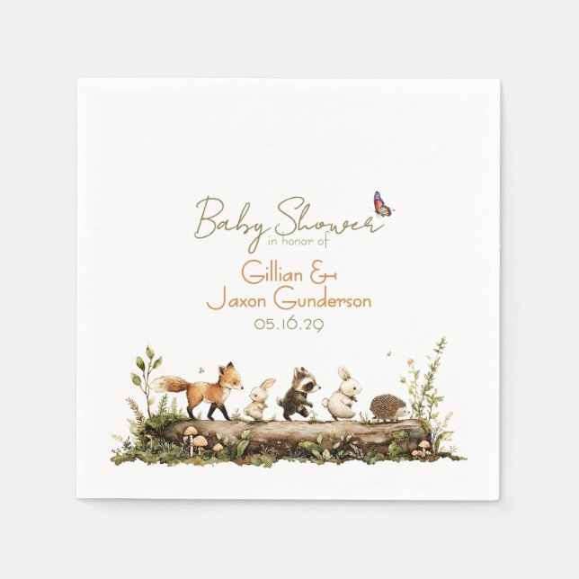 Servilleta De Papel Chupinada de Animales del Bosque para Bebé (Anverso)