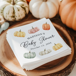 Servilleta De Papel Chupinada de bebé de calabaza con acuarela rústica