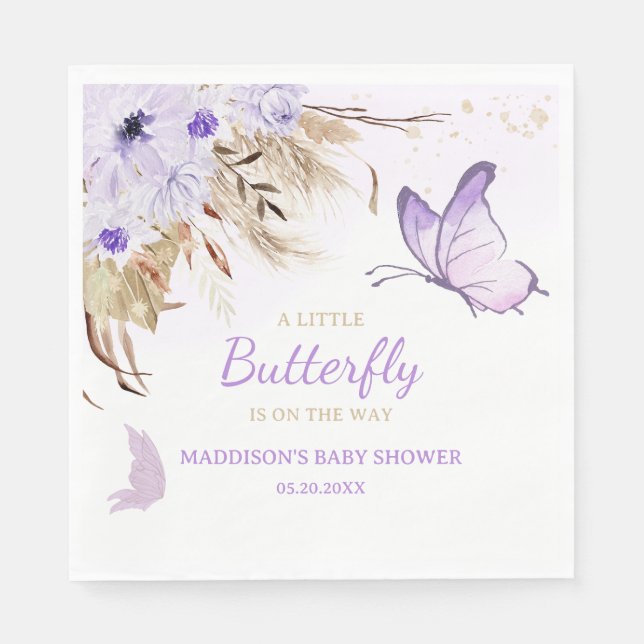 Servilleta De Papel Chupinada de Bebé Mariposa Floral (Anverso)