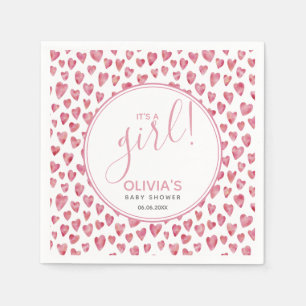 Servilleta De Papel Chupinada de Bebé Niña Corazón Rosa Moderna