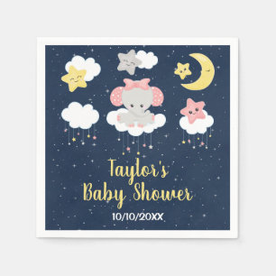 Servilleta De Papel Chupinada de Elefante Rosa y Azul Marino para Bebe
