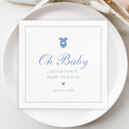Servilleta De Papel Chupinada de Elegante Escritura Azul para Bebe