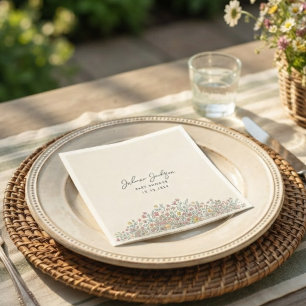 Servilleta De Papel Chupinada de flores silvestres dibujadas a mano pa