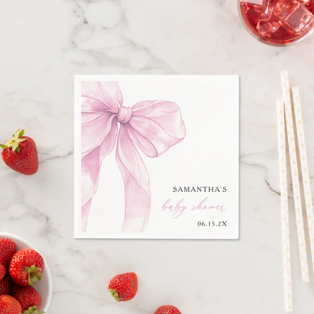 Servilleta De Papel Chupinada de lazo rosa moderno para bebé (In situ)