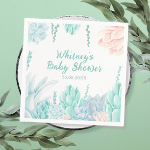 Servilleta De Papel Chupito Botánico de Suculentas Azules para Baby Sh
