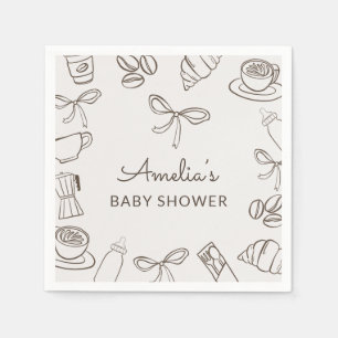 Servilleta De Papel Chupito de café Bebe Brown Bow Baby Shower 