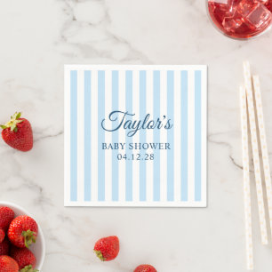 Servilleta De Papel Chupito de Fiesta de Bebé con Rayas de Azul Claro