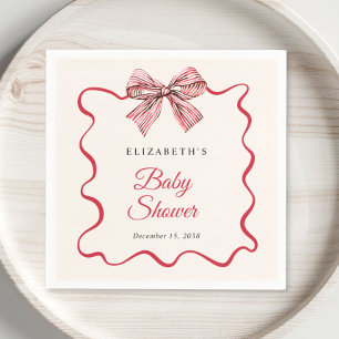 Servilleta De Papel Chupito de lazo de rayas rojas para baby shower