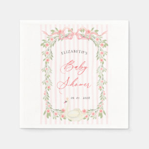 Servilleta De Papel Chupito Floral de Swan Rosa para Baby Shower