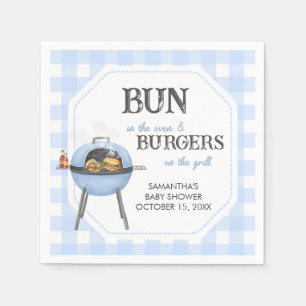 Servilleta De Papel Churrasco de Hamburguesa Azul Baby Shower