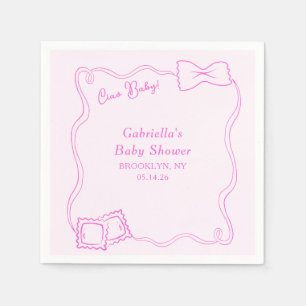 Servilleta De Papel Ciao Baby Hand dibujó pasta para Baby Shower itali