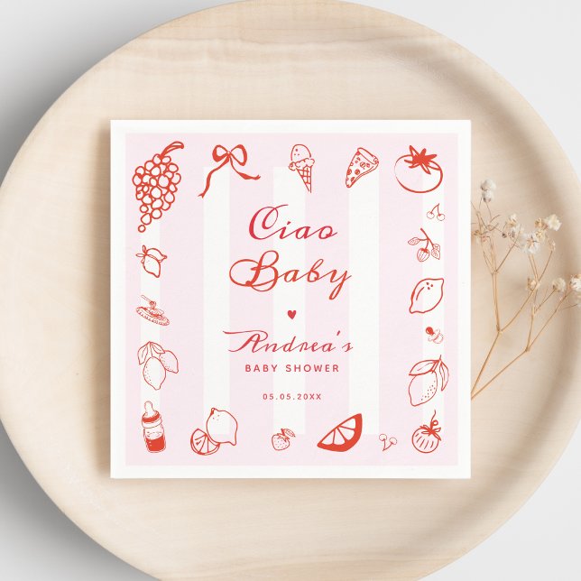 Servilleta De Papel Ciao Baby Italiano Mano Drake Lemon Baby Shower (Subido por el creador)