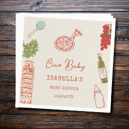 Servilleta De Papel Ciao Baby Line Art Italian Pizza Baby Shower