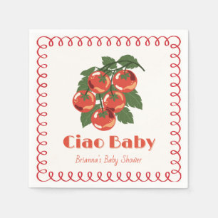 Servilleta De Papel Ciao Baby Tomate Rojo Italiano Doodle Baby Shower
