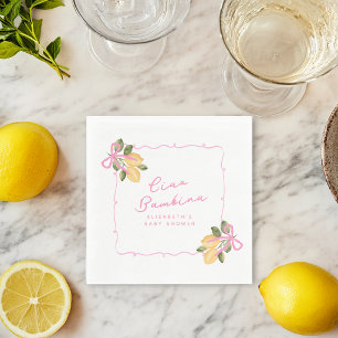 Servilleta De Papel Ciao Bambina Ducha de Bebé con Lazo Rosa