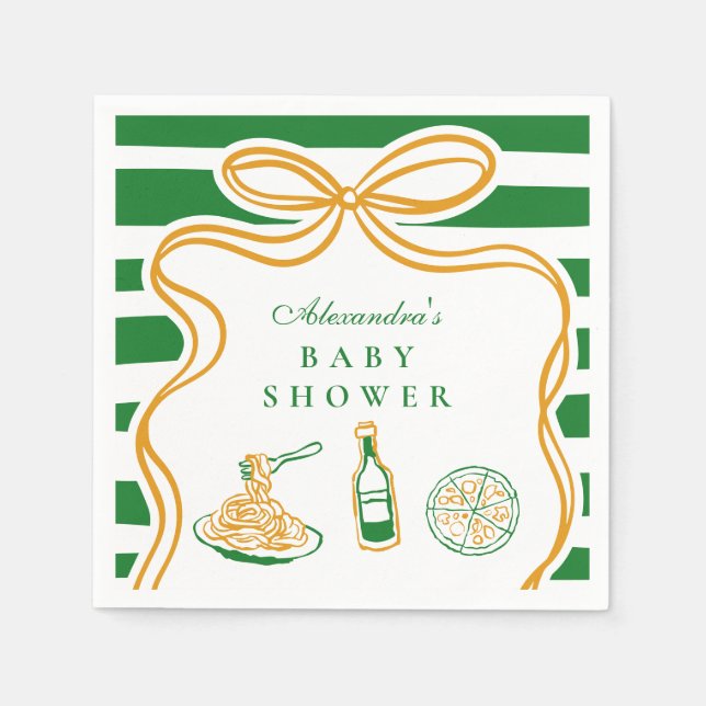 Servilleta De Papel Ciao Bambino Green Baby Shower (Anverso)