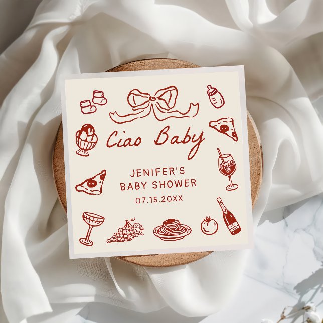 Servilleta De Papel Ciao Bambino Italiano Ilustración Baby Shower (Subido por el creador)