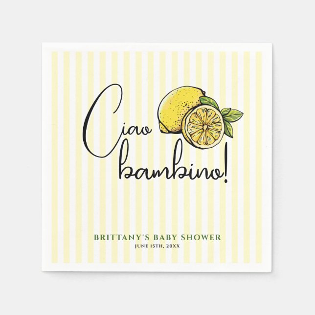 Servilleta De Papel Ciao Bambino Lemon Baby Shower de verano italiano (Anverso)