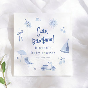 Servilleta De Papel Ciao Bambino Mediterráneo Niño Azul Baby Shower