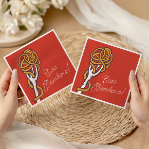 Servilleta De Papel Ciao Bambino Pasta Italiano Verano Baby Shower