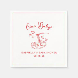 Servilleta De Papel ¡Ciao Bebé! Baby Shower de pasta italiana dibujada