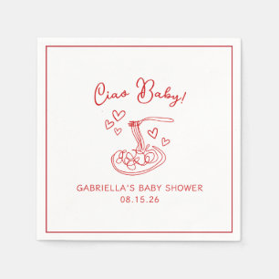 Servilleta De Papel ¡Ciao Bebé! Baby Shower de pasta italiana dibujada