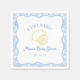 Servilleta De Papel ¡Ciao Bebé! Baby Shower italiano Lemon Blue