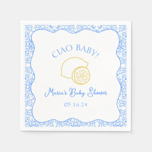 Servilleta De Papel ¡Ciao Bebé! Baby Shower italiano Lemon Blue