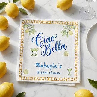 Servilleta De Papel Ciao Bella limón italiano Bridal Shower Amalfi