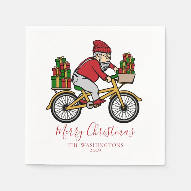 Servilleta De Papel Ciclista de Navidad (Anverso)