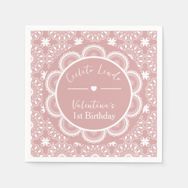 Servilleta De Papel Cielito Lindo 1st Birthday Pink (Anverso)