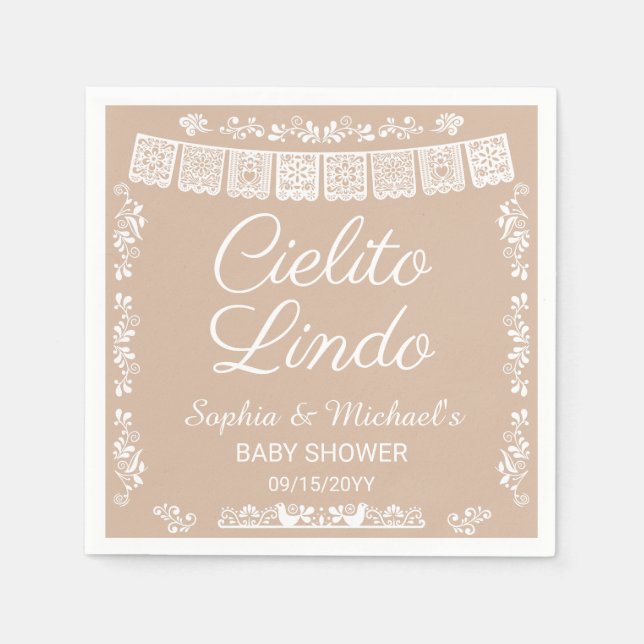 Servilleta De Papel Cielito Lindo Beige Baby Shower (Anverso)