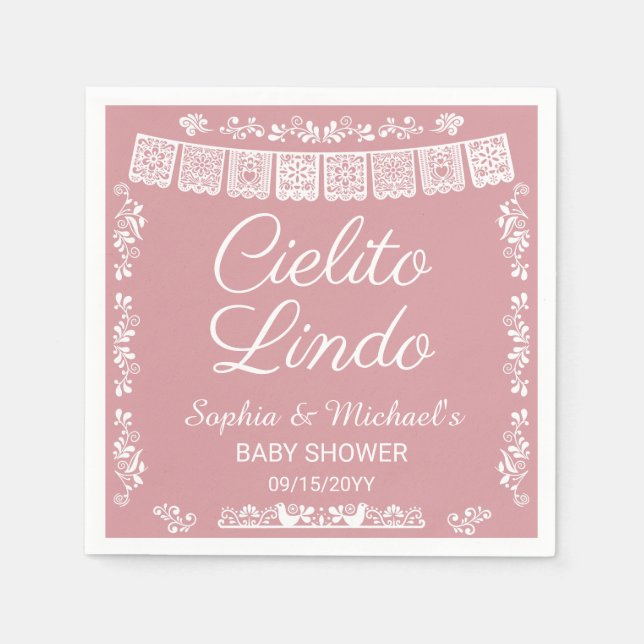 Servilleta De Papel Cielito Lindo Blush Pink Baby Shower (Anverso)