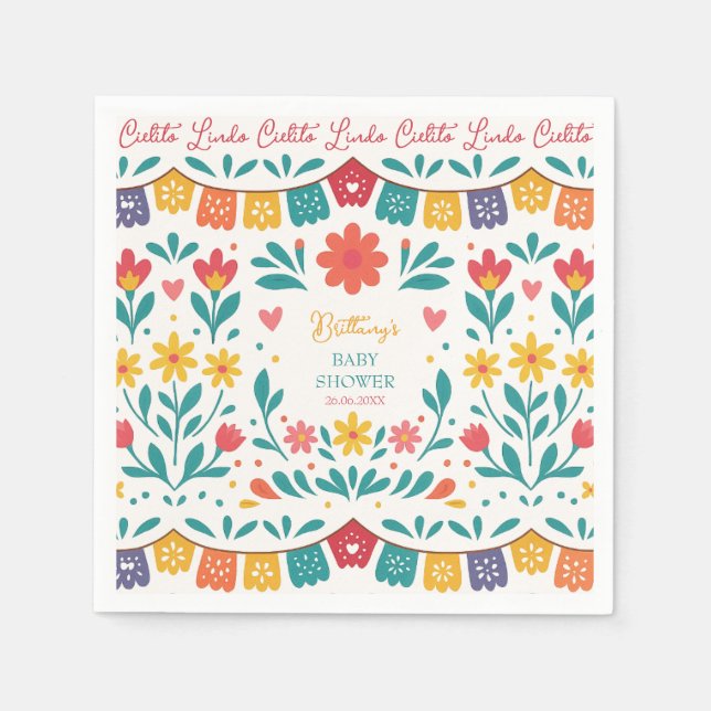 Servilleta De Papel Cielito Lindo Mexican Colorful Baby Shower  (Anverso)