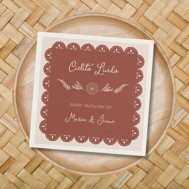 Servilleta De Papel Cielito Lindo Papel Picado Baby Shower mexicano (Cielito Lindo Papel Picado Baby Shower Welcome Napkins)